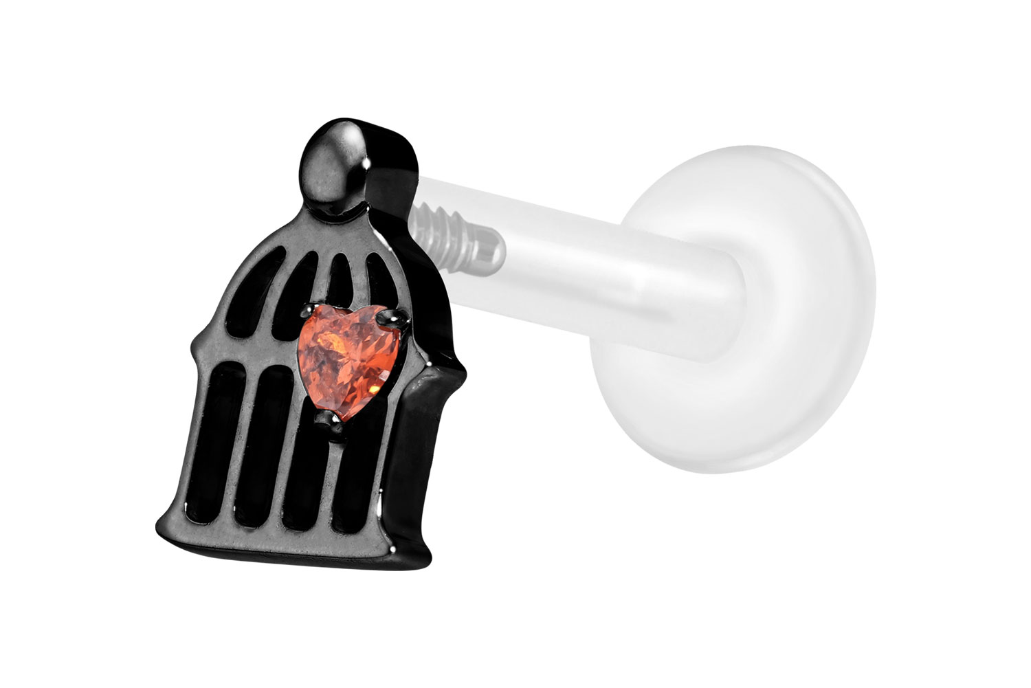 PTFE Labret Piercing mit Innengewinde + Titan-Aufsatz KÄFIG